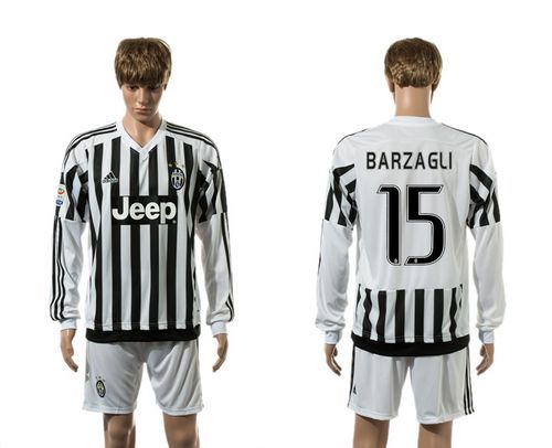 Juventus #15 Barzagli Home Long Sleeves Soccer Club Jersey