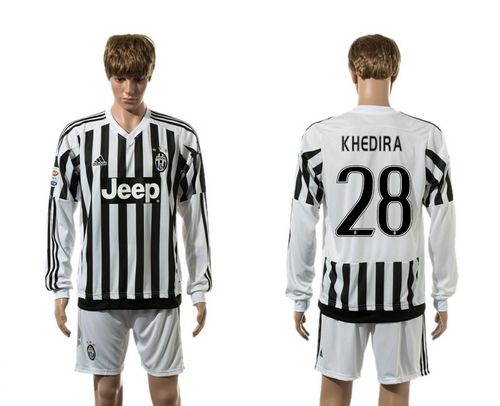 Juventus #28 Khedira Home Long Sleeves Soccer Club Jersey