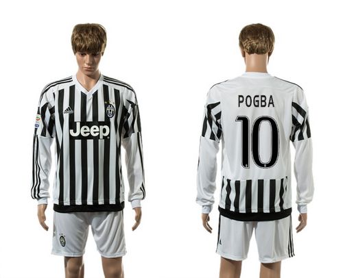 Juventus #10 Pogba Home Long Sleeves Soccer Club Jersey