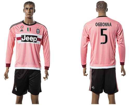 Juventus #5 Ogbonna Pink Long Sleeves Soccer Club Jersey
