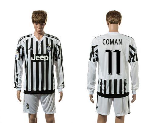 Juventus #11 Coman Home Long Sleeves Soccer Club Jersey