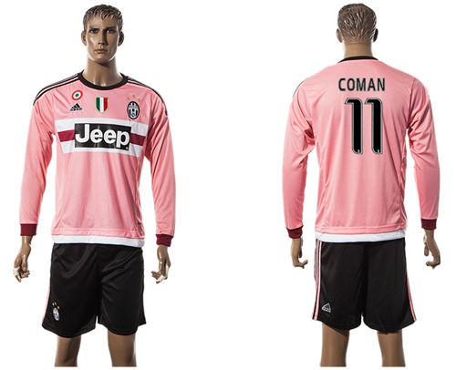 Juventus #11 Coman Pink Long Sleeves Soccer Club Jersey