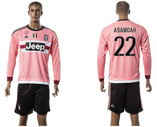 Juventus #22 Asamoah Pink Long Sleeves Soccer Club Jersey