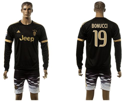 Juventus #19 Bonucci SEC Away Long Sleeves Soccer Club Jersey
