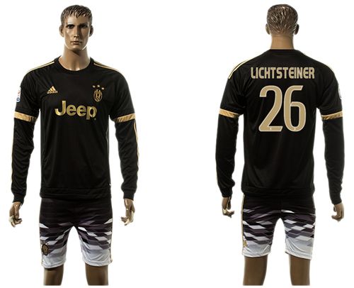 Juventus #26 Lichtsteiner SEC Away Long Sleeves Soccer Club Jersey