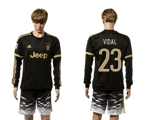 Juventus #23 Vidai SEC Away Long Sleeves Soccer Club Jersey