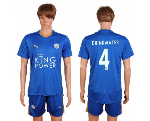 Leicester City #4 Drinkwater Home Soccer Club Jersey