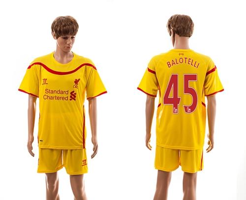 Liverpool #45 Balotelli Yellow Away Soccer Club Jersey