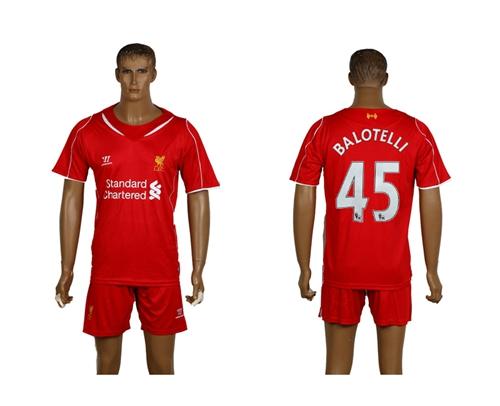 Liverpool #45 Balotelli Red Home Soccer Club Jersey