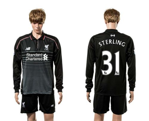 Liverpool #31 Sterling SEC Away Long Sleeves Soccer Club Jersey