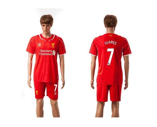 Liverpool #7 Suarez Red Home Soccer Club Jersey