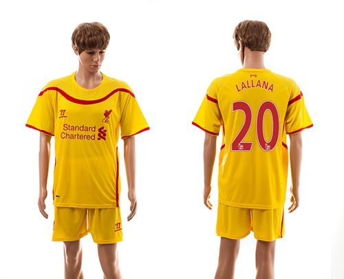 Liverpool #20 Lallana Yellow Away Soccer Club Jersey