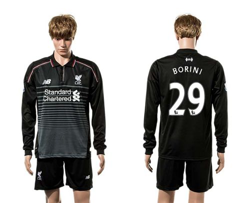 Liverpool #29 Borini SEC Away Long Sleeves Soccer Club Jersey