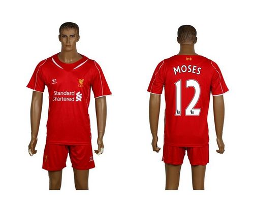 Liverpool #12 Moses Red Home Soccer Club Jersey
