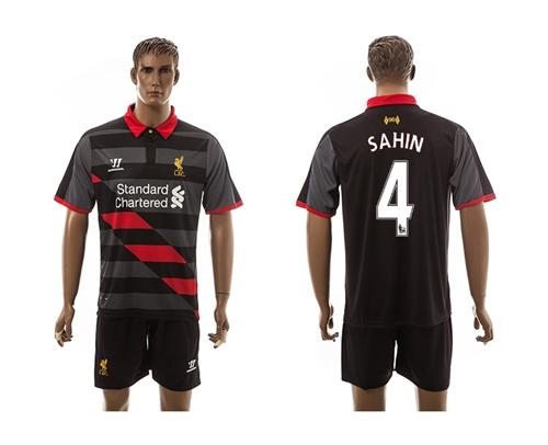 Liverpool #4 Sahin Black/Black Shorts Away Soccer Club Jersey