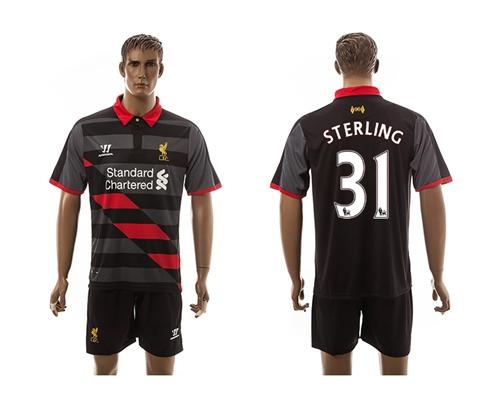 Liverpool #31 Sterling Black/Black Shorts Away Soccer Club Jersey