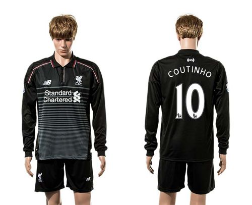 Liverpool #10 Coutinho SEC Away Long Sleeves Soccer Club Jersey