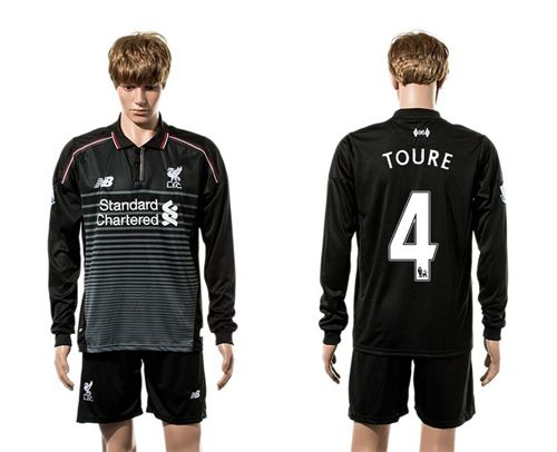 Liverpool #4 Toure SEC Away Long Sleeves Soccer Club Jersey