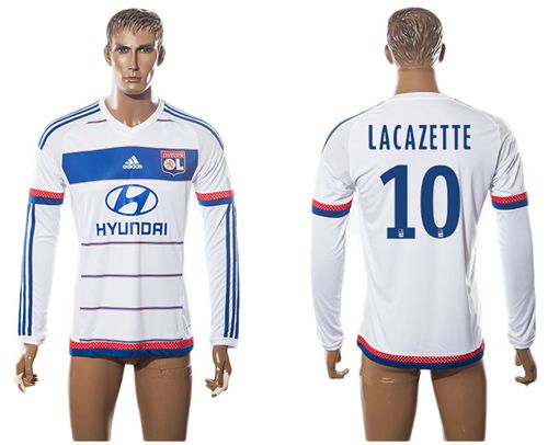 Lyon #10 Lacazette Home Long Sleeves Soccer Club Jersey