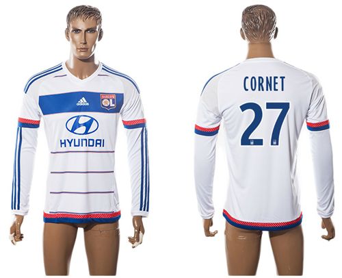 Lyon #27 Cornet Home Long Sleeves Soccer Club Jersey