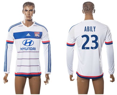 Lyon #23 Abily Home Long Sleeves Soccer Club Jersey