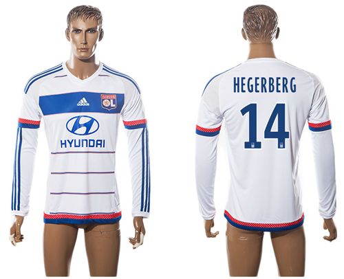 Lyon #14 Hegerberg Home Long Sleeves Soccer Club Jersey