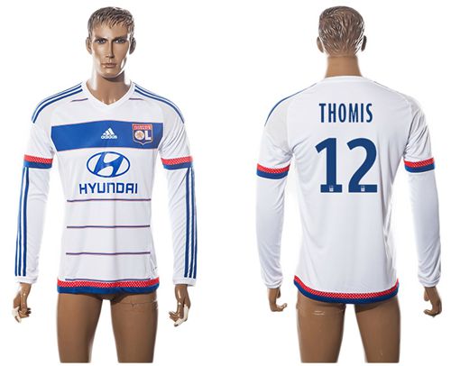 Lyon #12 Thomis Home Long Sleeves Soccer Club Jersey