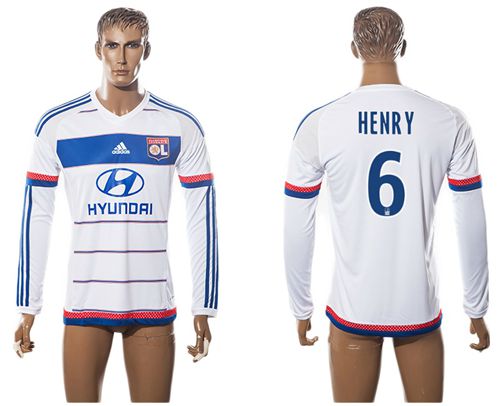 Lyon #6 Henry Home Long Sleeves Soccer Club Jersey