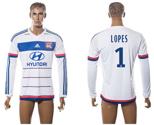 Lyon #1 Lopes Home Long Sleeves Soccer Club Jersey