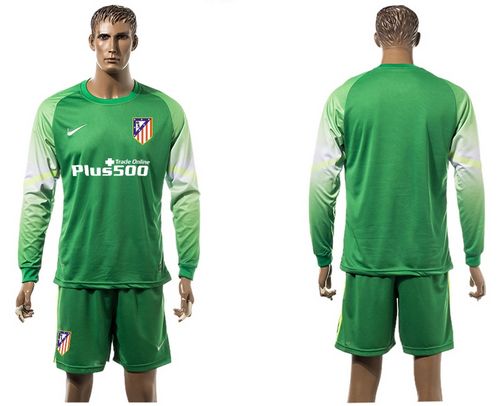 Atletico Madrid Blank Green Goalkeeper Long Sleeves Soccer Club Jersey