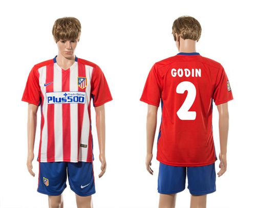 Atletico Madrid #2 Godin Home Soccer Club Jersey