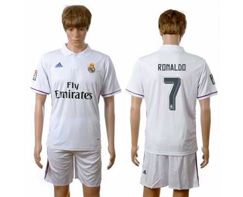 Real Madrid #7 Ronaldo White Home Soccer Club Jersey