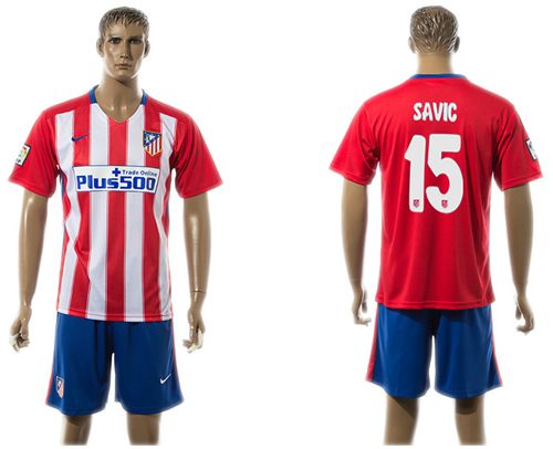 Atletico Madrid #15 Savic Home Soccer Club Jersey