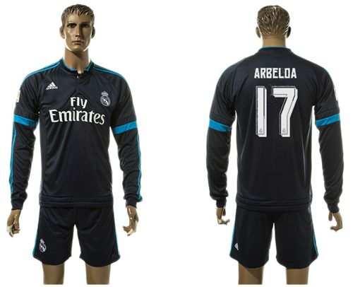 Real Madrid #17 Arbeloa Sec Away Long Sleeves Soccer Club Jersey