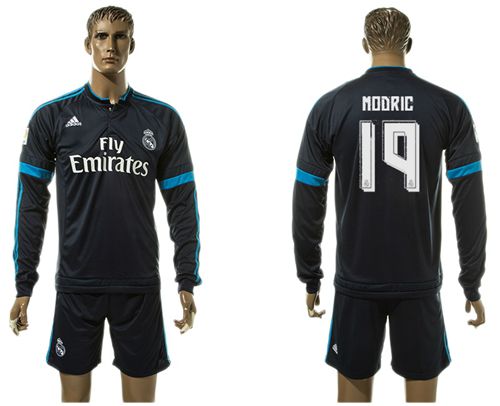 Real Madrid #19 Modric Sec Away Long Sleeves Soccer Club Jersey