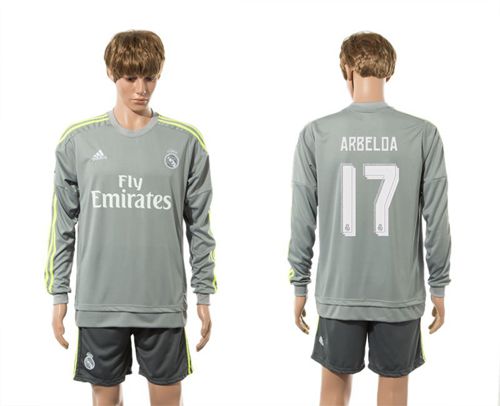 Real Madrid #17 Arbeloa Away Long Sleeves Soccer Club Jersey