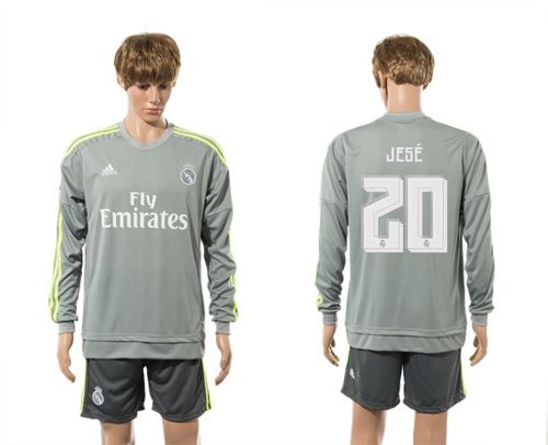 Real Madrid #20 Jese Away Long Sleeves Soccer Club Jersey