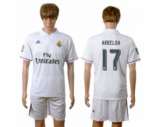 Real Madrid #17 Arbeloa White Home Soccer Club Jersey