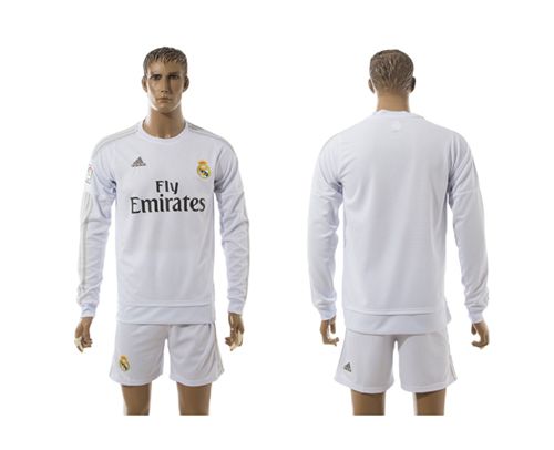 Real Madrid Blank White Home Long Sleeves Soccer Club Jersey