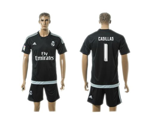 Real Madrid #1 Casillas Black Soccer Club Jersey