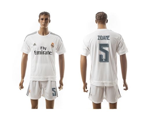 Real Madrid #5 Zidane White Home Soccer Club Jersey