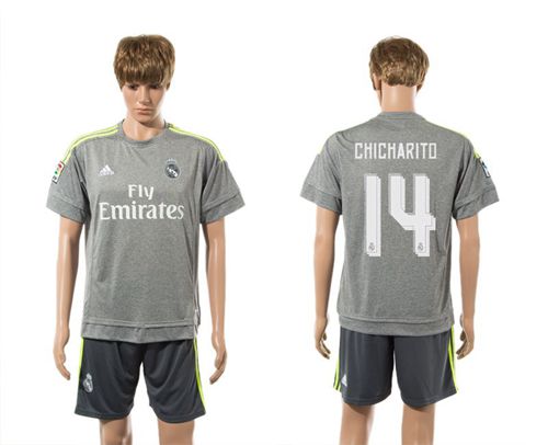 Real Madrid #14 Chicharito Away (Dark Grey Shorts) Soccer Club Jersey