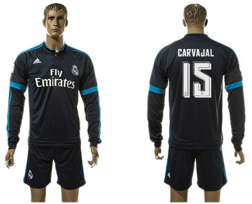 Real Madrid #15 Carvajal Sec Away Long Sleeves Soccer Club Jersey