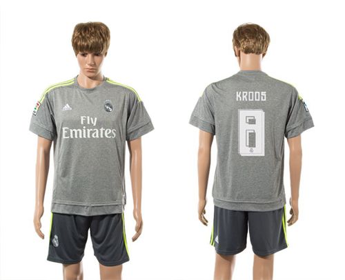 Real Madrid #8 Kroos Away (Dark Grey Shorts) Soccer Club Jersey