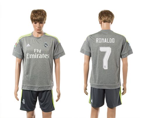 Real Madrid #7 Ronaldo Away (Dark Grey Shorts) Soccer Club Jersey