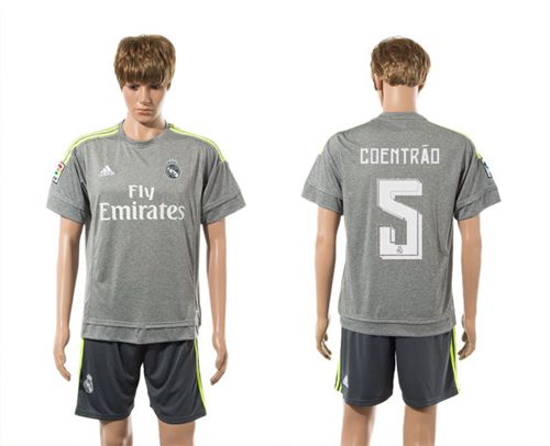 Real Madrid #5 Coentrao Away (Dark Grey Shorts) Soccer Club Jersey