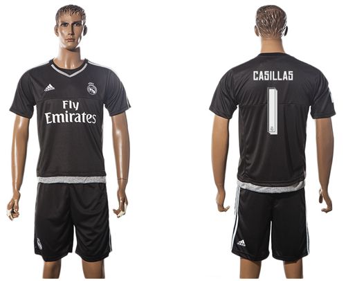 Real Madrid #1 Casillas Black Goalkeeper Soccer Club Jersey