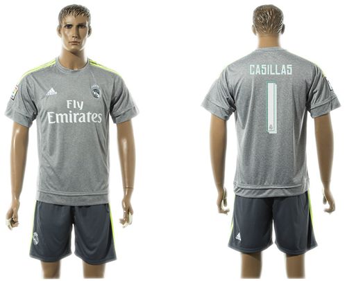 Real Madrid #1 Casillas Away (Dark Grey Shorts) Soccer Club Jersey
