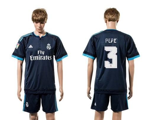 Real Madrid #3 Pepe Sec Away Soccer Club Jersey