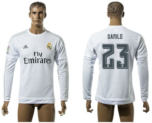 Real Madrid #23 Danilo White Home Long Sleeves Soccer Club Jersey